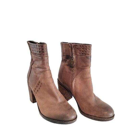 Geox Respira Leather Ankle Booties Distressed Brown Size 8 - Picture 1 of 16